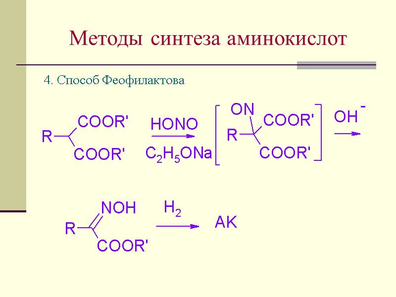 Методы синтеза аминокислот 4. Способ Феофилактова